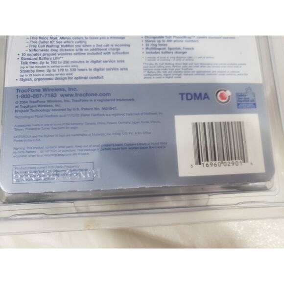 NEW Motorola Vintage Tracfone Black Phone Pay As You Go T9 Texting Y2k - Picture 8 of 8